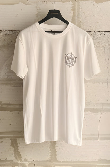 Oversized White Valhalla T-Shirt with Norse Symbols Back Print - Viking Streetwear Tee