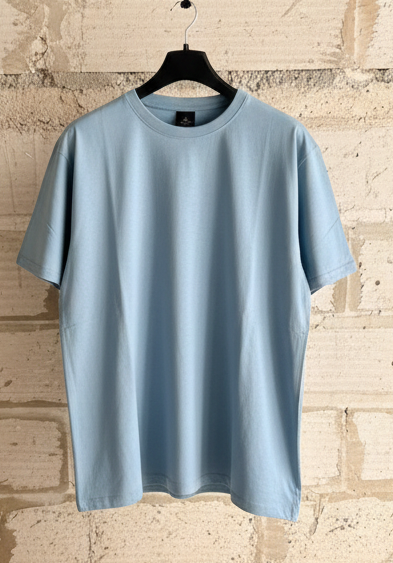 Oversized Light Blue Graphic T-Shirt | Artistic Statue Collage Back Print - Urban Streetwear Tee